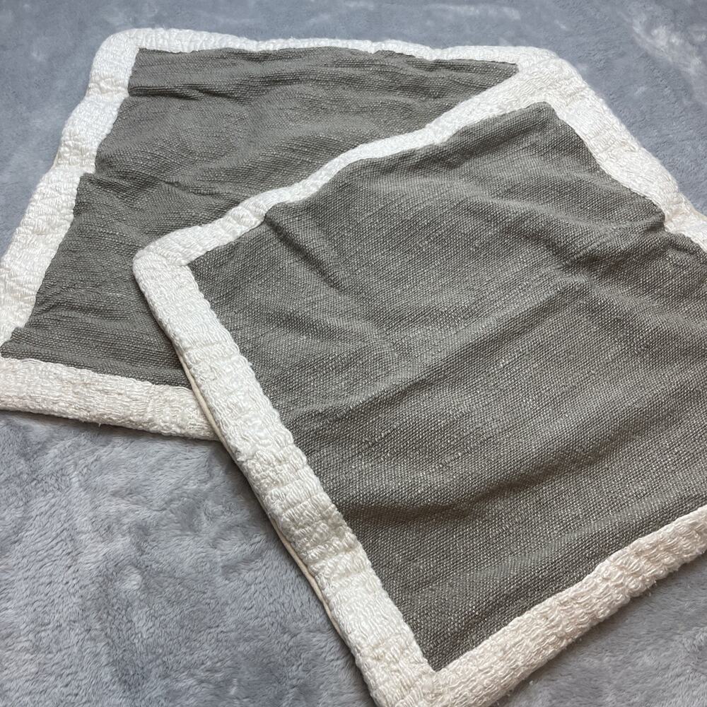 West Elm Decorative Pillow Covers (2) Taupe Ivory Natural Neutral Earthy 20"x20"